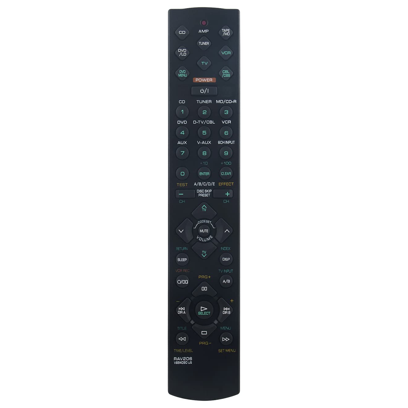 Replacement Remote Control For Yamaha Receivers - RAV206 V694090US Compatible With Multiple Models