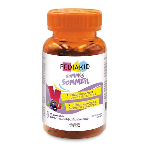 PEDIAKID - Gommes Sommeil - Complément alimentaire - Tilleul, Aubépine, Camomille & Mélisse - Facilite l'endormissement - Favorise un sommeil de meilleure qualité - Sans gélatine - 60 gommes Cover