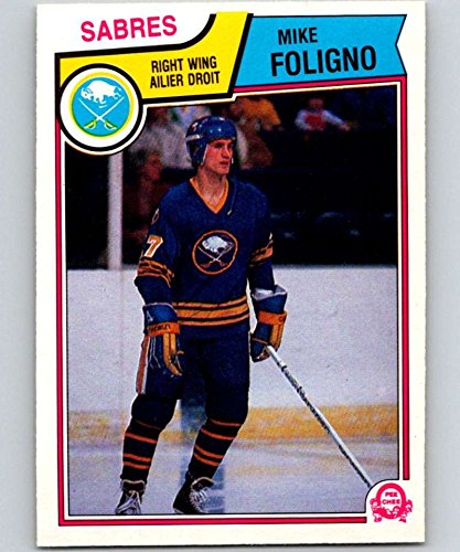 1983-84 O-Pee-Chee OPC Hockey #63 Mike Foligno Buffalo Sabres Official NHL Trading Card (Stock Photo shown, Near Mint or better, sharp corners, centering varies)
