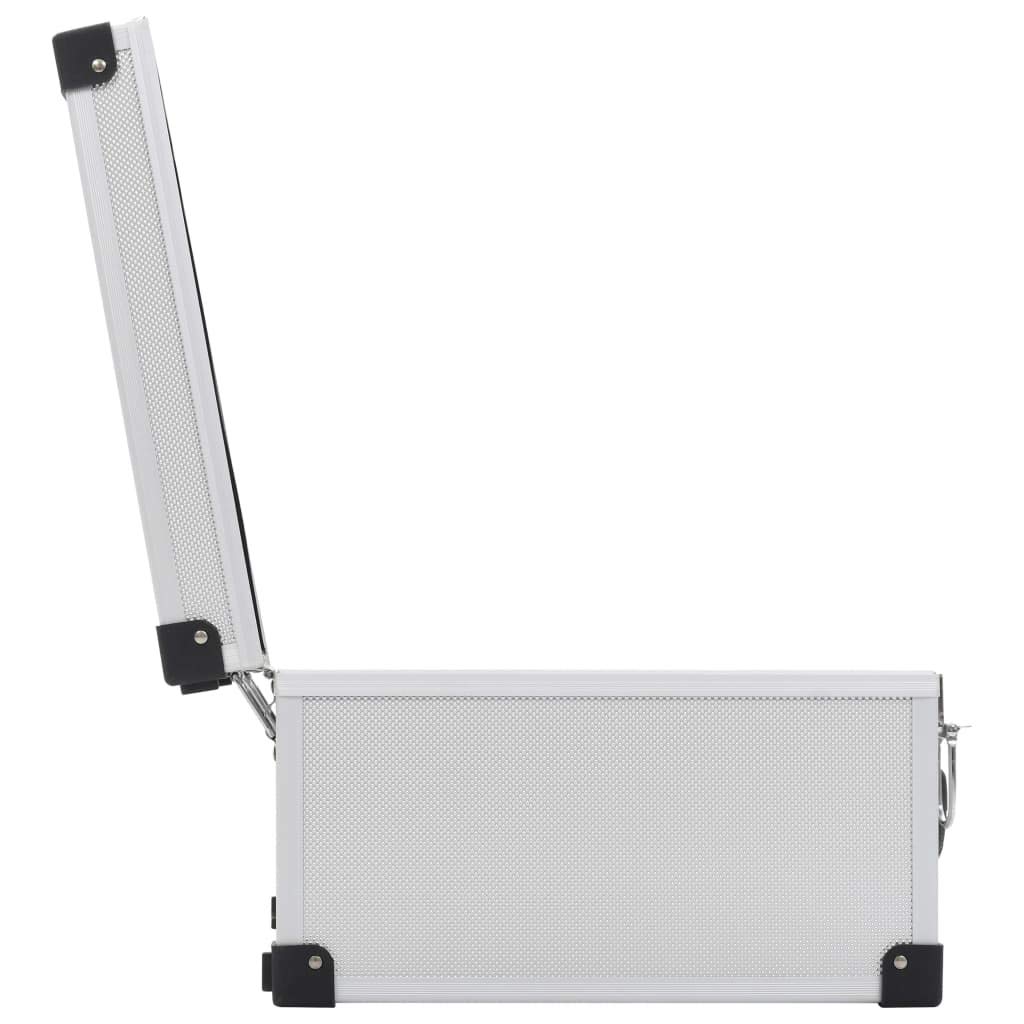Caja para 40 CD de aluminio y ABS plateado con protección resistente, ahorra espacio, se puede cerrar con llave, ideal para organización, viajes, oficina y hogar