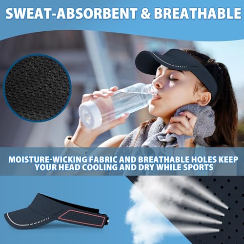 Image of Sukeen Sports Sun Visor for Men Women, Lightweight Adjustable Visor Hat, Reflective Running Tennis Golf Visor, Sunglass Slots