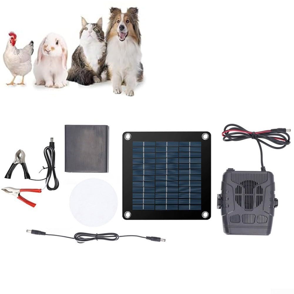 Chauffage de terrasse à énergie solaire pour poulaillers et serres, panneau chauffant d'extérieur en silicium monocristallin PET avec protection contre la surchauffe (ventilateur de chauffage de 20 W)