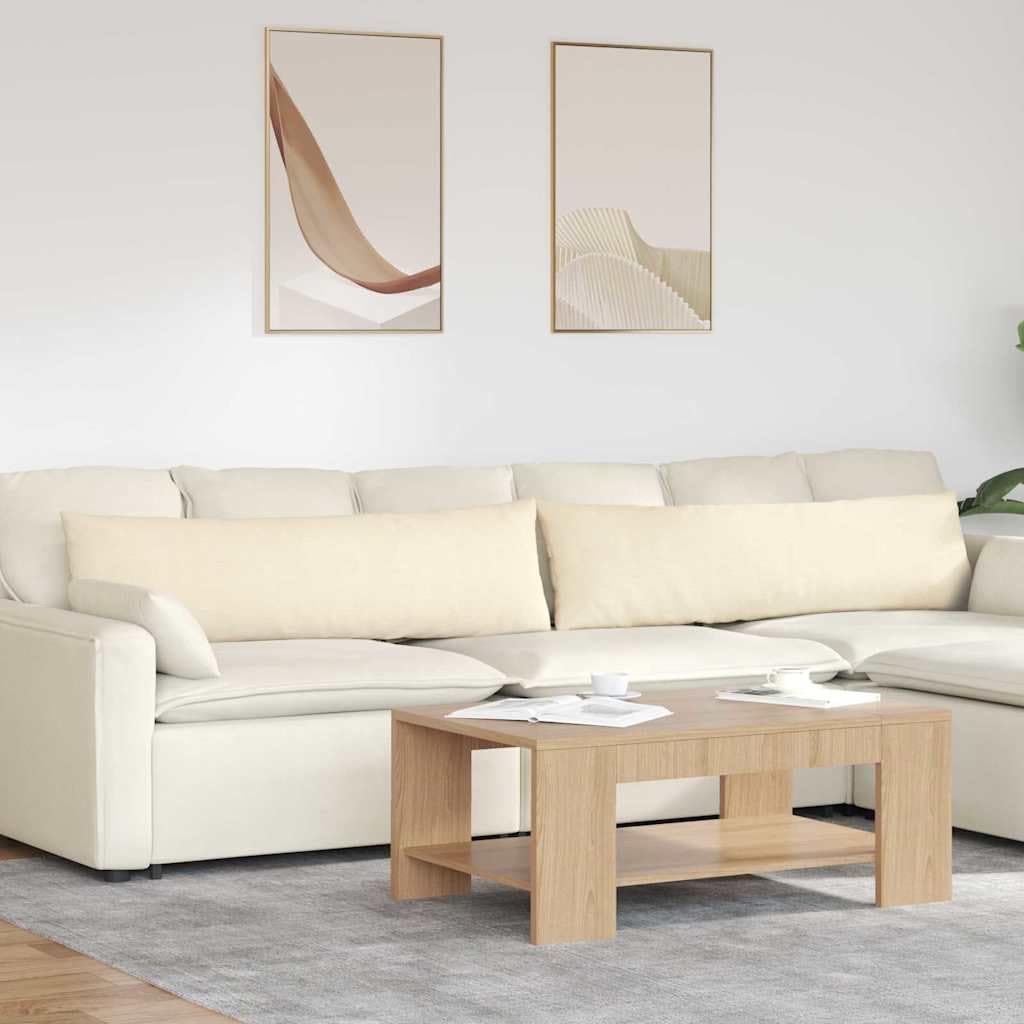 Coussins de canapé 145x40 cm crème avec housses amovibles zippées
