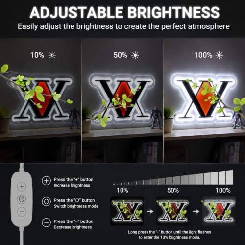 Image of X Red Diamond Neon Sign Dimmable Japanese Anime LED Acrylic Wall Decor, Gaming Lights Sign for Room Man Cave Bedroom Game Roon Bar Party Decor, 5V Usb 12 inchx7.9 inch