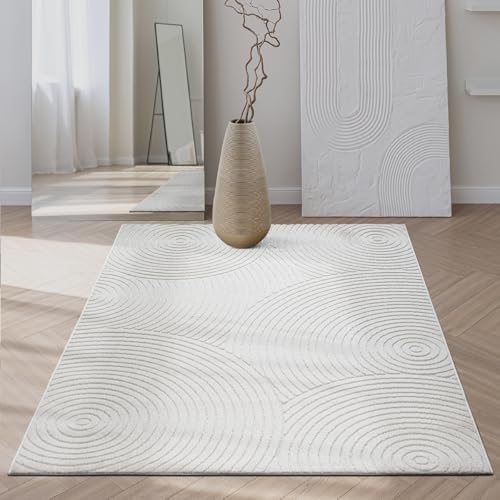 the carpet Santo Plus - Teppich für Wohnzimmer & Schlafzimmer, Hochwertig, Pflegeleicht & Langlebig, Modernes Design, auch für Outdoor geeignet, Creme, 140 x 200 cm the carpet Santo Plus - Teppich für Wohnzimmer & Schlafzimmer, Hochwertig, Pflegeleicht & Langlebig, Modernes Design, auch für Outdoor geeignet, Creme, 140 x 200 cm