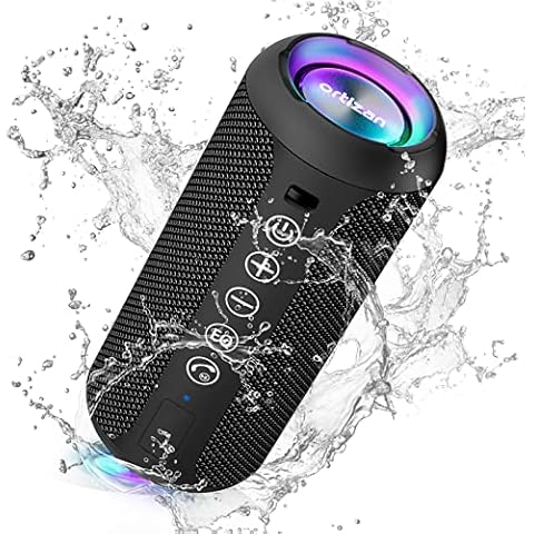 Ortizan Portable Bluetooth Speaker: IPX7 Waterproof, 24W Loud Sound, Deep Bass, Bluetooth 5.3, LED Lights, Wireless Stereo Pairing, 30H Playtime, for Home/Outdoor/Party/Beach, Birthday Gift (Black) Cover
