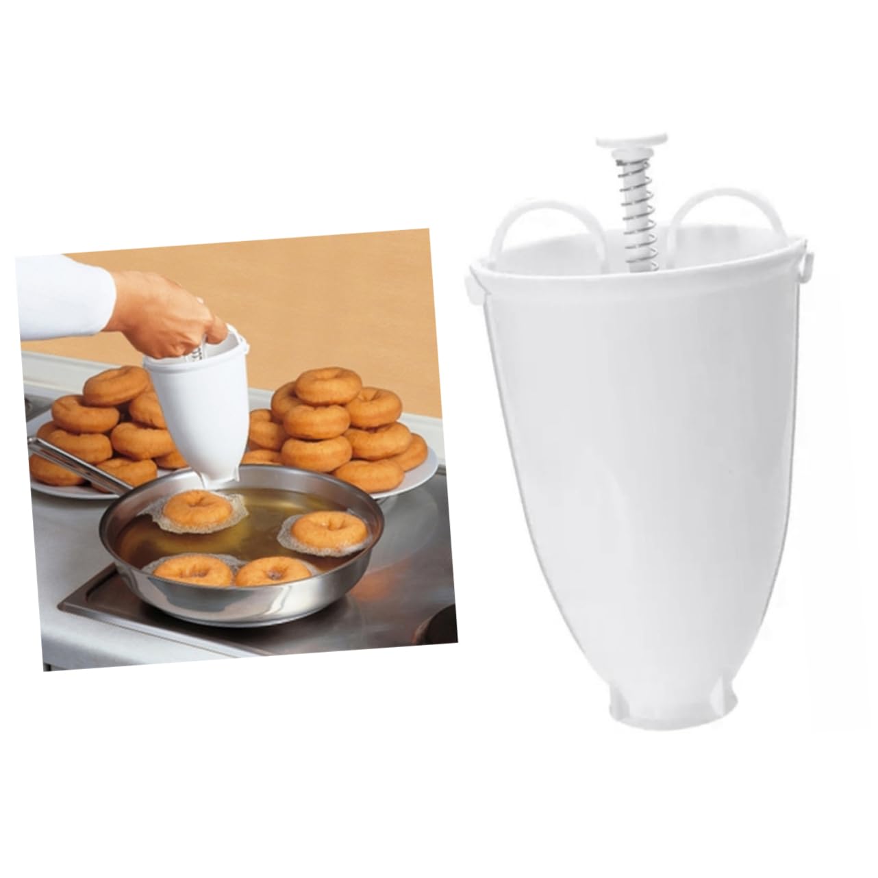 OKUMEYR Donut Mould 1pc Plastic Dispenser Simple to Use for Pancake Batter and Fry Donuts