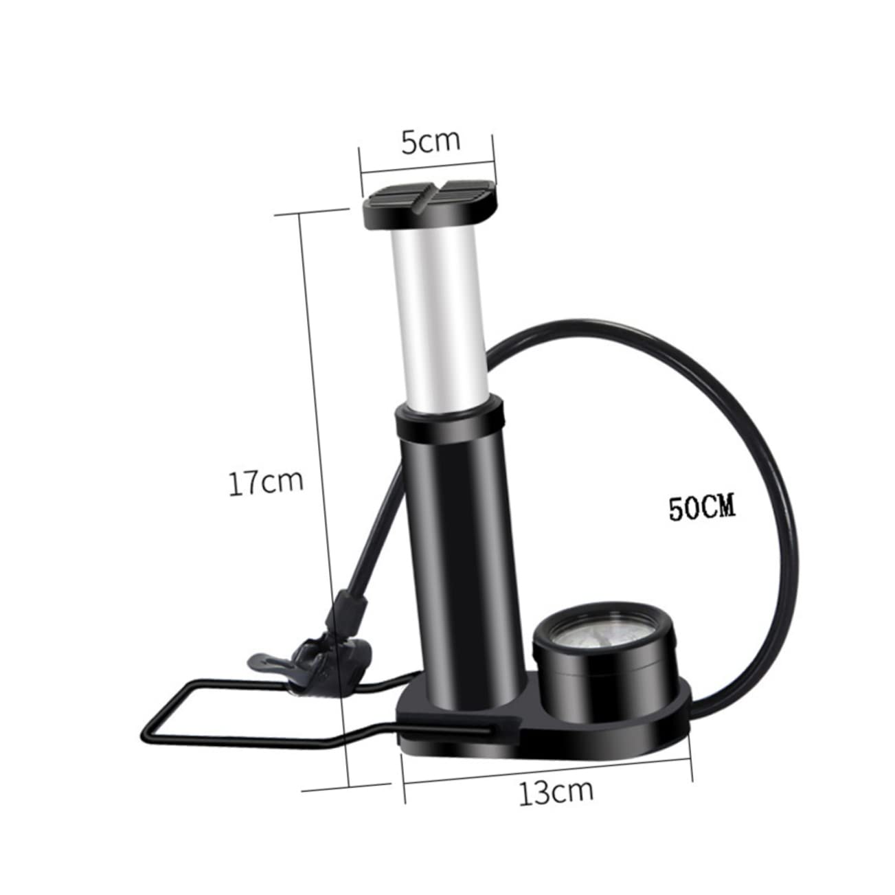 Abaodam Mini Portable High Pressure Tire Floor Pump with Barometer Foot Activated Inflator for Bikes and More Includes Tire Repair Tools Compact and Design Black