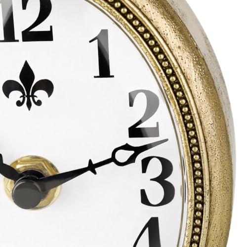 Reloj de pared ovalado pequeño vintage dorado silencioso analógico miniatura 7