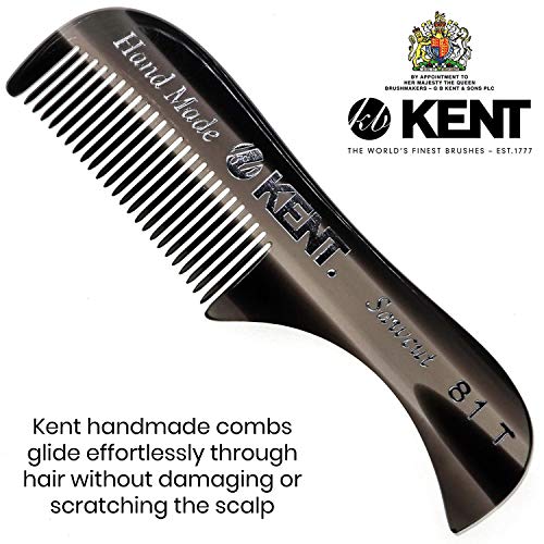 Kent A 81T Graphite X-Small Men's Beard Mustache Pocket Comb, Fine Toothed Pocket For Facial Hair Grooming And Styling. Hand-Made Of Quality Cellulose Acetate, Saw-Cut Hand Polished. Made In England #TOP2