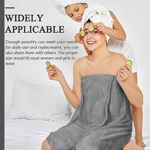 Image of Tigeen 12 Pcs Spa Robe for Women Waffle Spa Wraps with Pocket Adjustable Closure Lightweight Towel Wraps for Bath Shower (Gray, M)