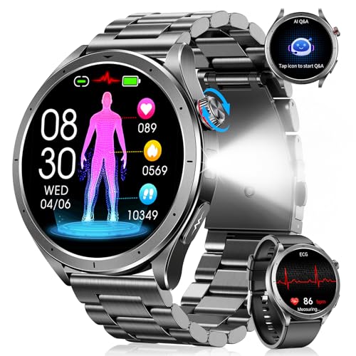 Smartwatch Uomo con ECG+HRV, AI GPT Orologio Uomo con Pressione