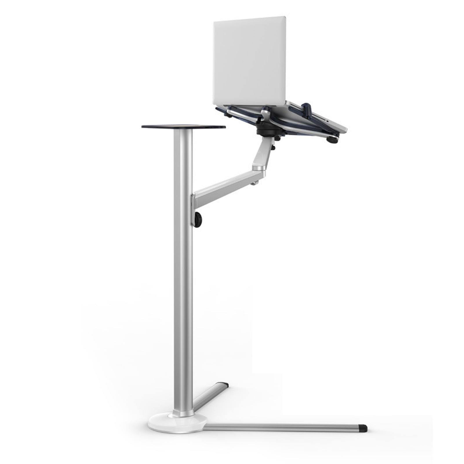 Buhelyc Universale Supporti per Tablet Pc, Supporto per Cellulari da Pavimento con Braccio in Alluminio, Mani Libere, per La Registrazione del Telefono Compatibile con Dispositivi da 7"-13", Argento