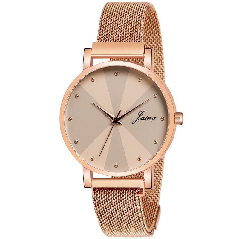 jainx Rose Gold Mesh Magnet Chain Analog Watch – for Women