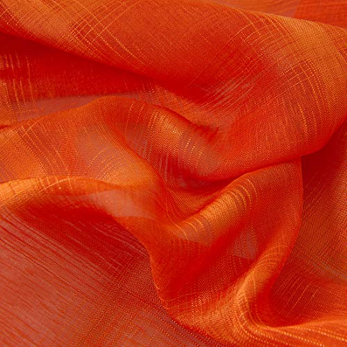 Jaijy Soild Semi Sheer Voile Rod Pocket Kitchen Curtain Tie Up Adjustable Balloon Window Treatmet Roman Shades Tiebacks For Cafe Drape, 31"X55", Orange #TOP6
