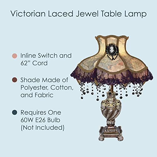 River Of Goods - Laced Jewel Table Lamp - 22" H - Desk Lamp - Lamp For Bedroom - Bedside Lamps - Victorian Style - Multicolor #TOP3