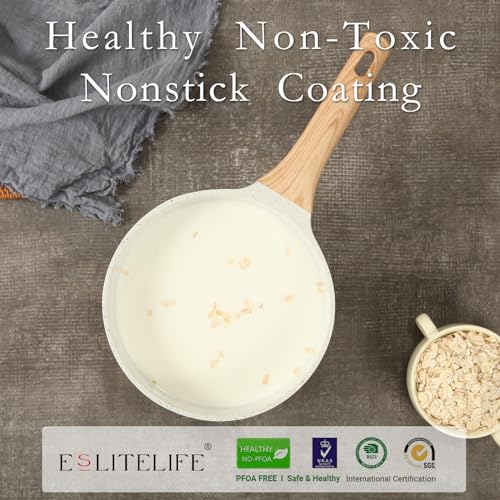 image for ESLITE LIFE Nonstick Sauce Pan with Lid, 1.5 QT Small Soup Pot Compati