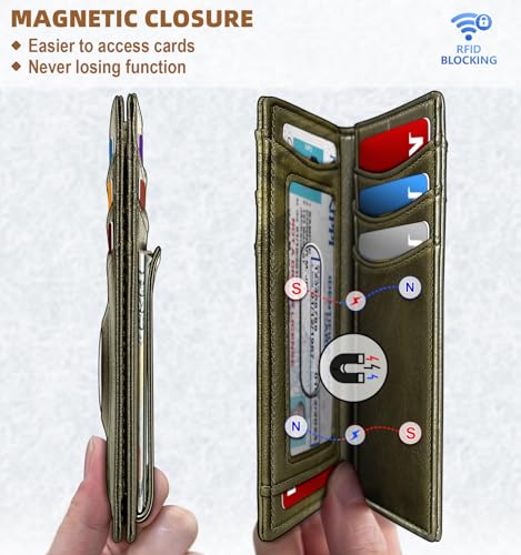 KEMISANT Men Wallet Airtag&Standard Use, Slim Wallet Money Clip Credit Card Holder for Gift Men 10 Cards Magnegic Closure3