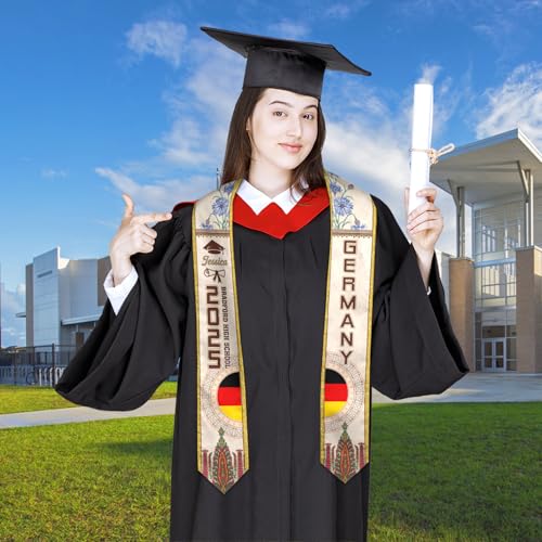 Mostefy Personalized Germany Graduation Stole Sash 2025, Custom Germans Grad Sash, German Stole for Graduation Students4