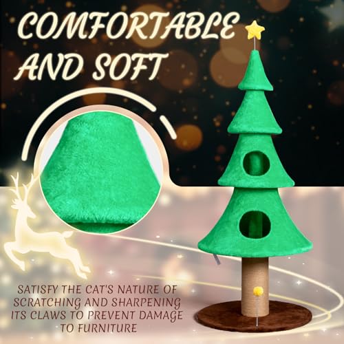 Árbol para gatos tipo árbol de Navidad 59 in verde miniatura 3