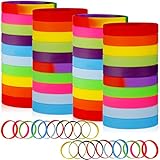 100 Pieces Blank Silicone Wristbands Solid Color Rubber Bracelets Stretch Silicone Wristband Blank Bracelets Sports Accessories for Woman Men Games Sports Teams and Events (Rainbow Color)
