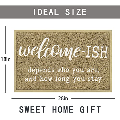 Welcome Mats Front Door Mat Outdoor Entryway With Anti Slip Rubber Back Funny Indoor Welcome-Ish Depends Who You Are And How Long You Stay Waterproof Floor Entrance Decor For Home Farmhouse #TOP2
