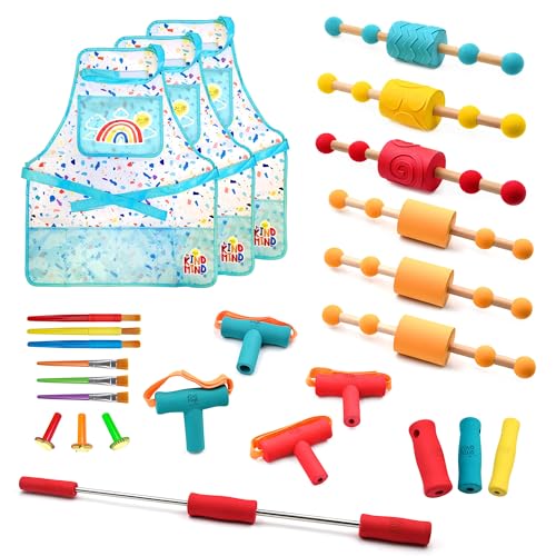 The Kind Mind Company™ Adaptive Art Class Bundle – Complete Set with Foam Grips, Brushes, Rollers, Smocks & Tool Holder – Inclusive Art Supplies for Kids & Adults with Mobility Challenges