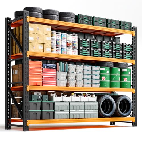 Image of Letaya 6000LBS Heavy Duty Storage Shelves,79 inch H Metal Garage Shelving Units,4 Tier Large Tall Industrial Shelving,Adjustable Utility Rack Shelf for Warehouse,Basement (Orange, 79 inch W x 24 inch D x 79 inch H)