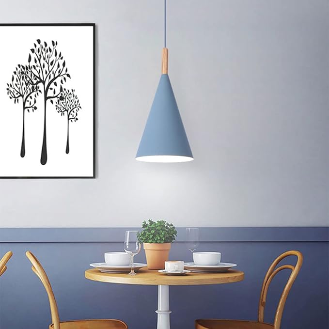 HAIIQU 1 Licht Kleine Hanglamp Macaron Kleur Opknoping Lamp Nordic Driehoek Hanglamp Minimalistische Kroonluchters Plafondlamp voor Thuis Keuken Over Eiland, Bar Hal photo 3