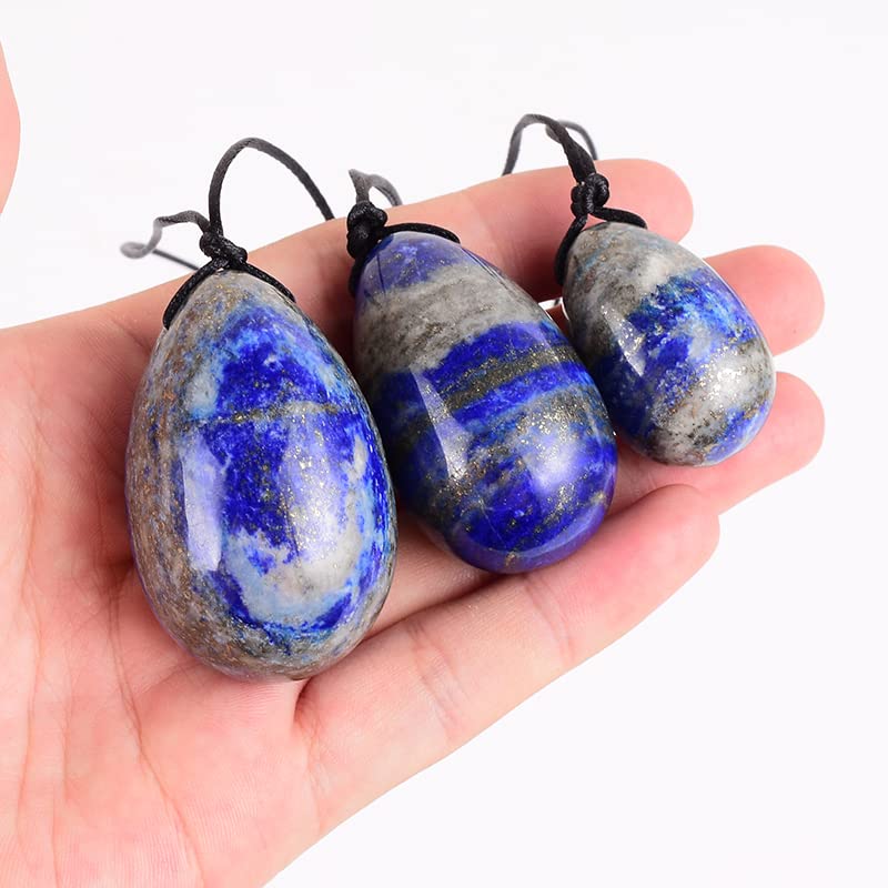 3 Unids/set De Bolas De Masaje De Cuarzo De Cristal Unisex De Lapislázuli Natural,30x20mm