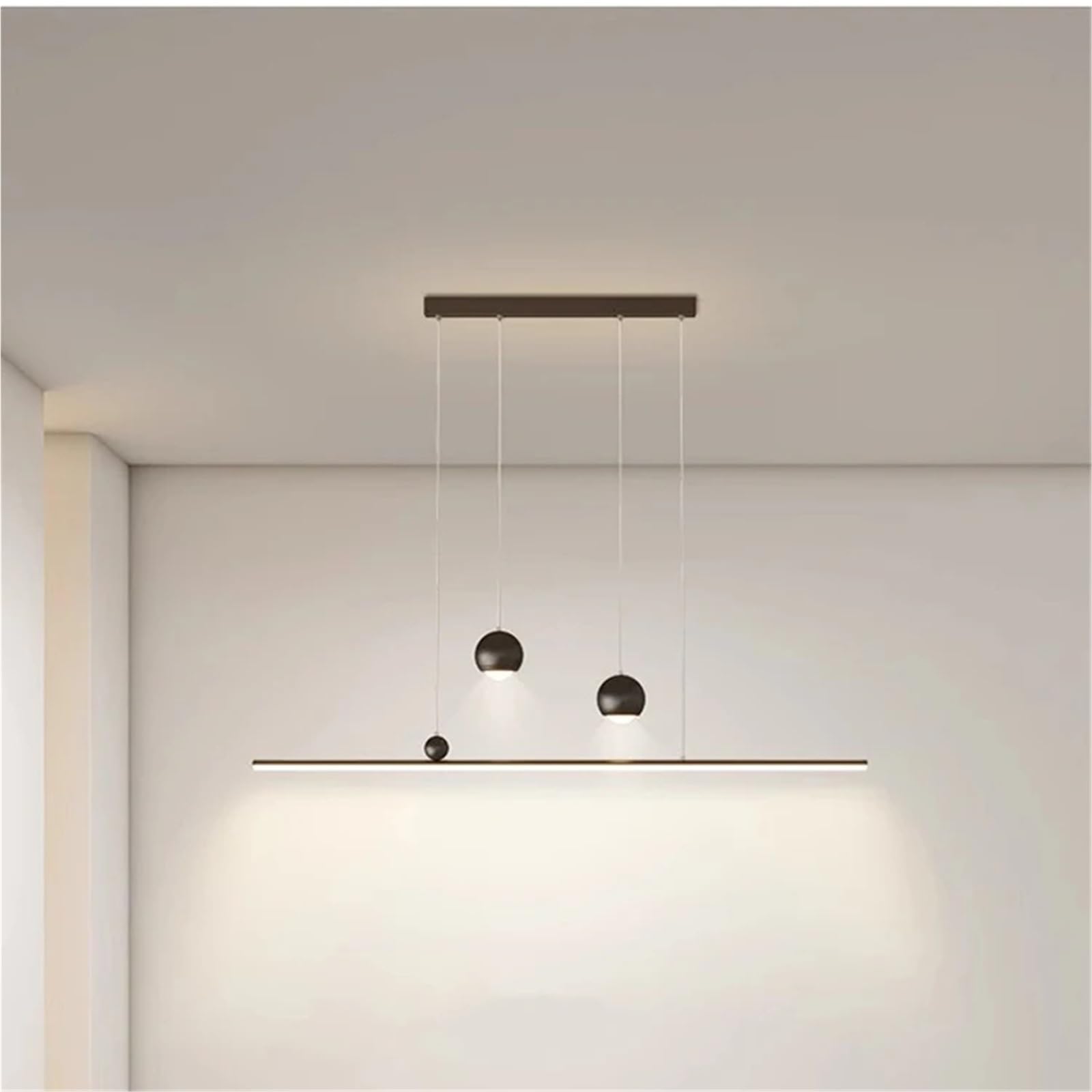 ASerZenith Nordic Minimalist Led Long Strip Chandelier Modern Restaurant Pendant Lighting Dining Room Table Hanging Lamp,Onecolor Changeable-120Cm