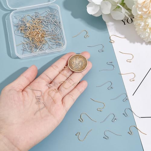 UNICRAFTALE About 100Pcs 2 Colors Stainless Steel Earring Hooks Shepherd's Hook Ear Wire Metal Earwire Hooks Earring Hooks with Ball for DIY Earring Jewelry Making Supplies Golden - Image 4