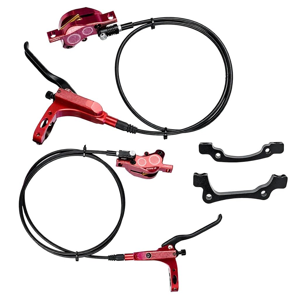 Freno de disco hidráulico MTB de 4 pistones para bicicleta de montaña delantera y trasera, freno de bicicleta para carretera y montaña con diseño de doble freno, transmisión de presión de aceite