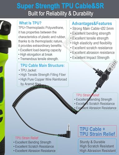commountain 3.5mm Listen Only Earpiece Compatible with Speaker Mic, Acoustic Tube Receive Only Headset with 3 Earmolds, for Police Security and Law Enforcement Use