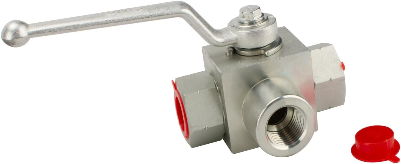 NPT 1/2'' High-Pressure 3-Way L-Type Hydraulic Ball Valve, With A Maximum Pressure Rating of 50Mpa (7250psi), Efficiently Controls The Flow Direction of Liquids And Gases