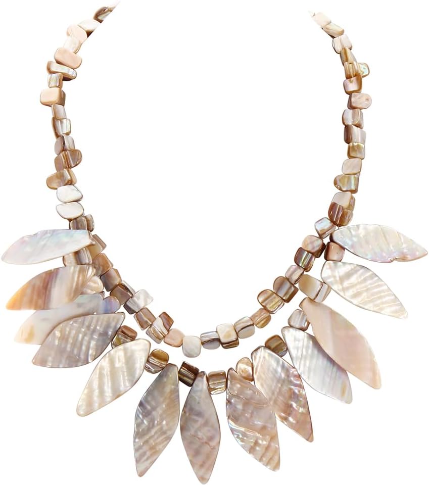 Firstmeet Boho Shell Pendant Necklace for Women Summer Hawaii Beach Handmade Chunky Bib Collar