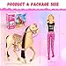 Osllate 60 PCS Doll Horse Set Toy, Fashion Blonde Doll(11.5 Inch) in Riding Helemt Doll Accessories & Light Brown Horse with Moveable Head, Saddle, Bridle and Reins, for Ages 3 Years Old & Up