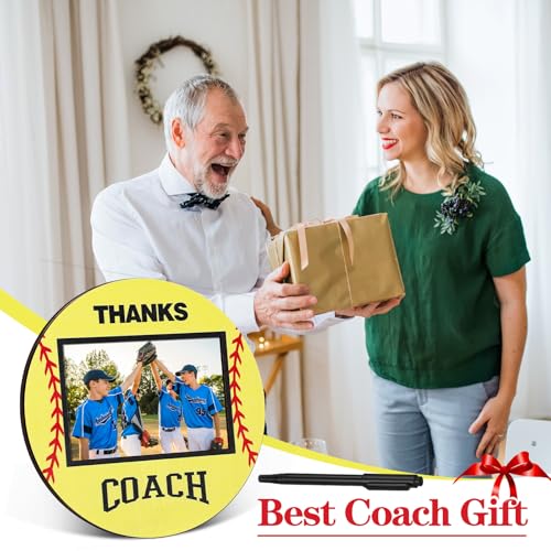 RattanView Signable Picture Frame with Pen Fits 4 x 6 Inches Photograph Thanks Coach Gift Coach Gift from Team, Coaches Appreciation Basketball Home Plate Plaque (Softball)