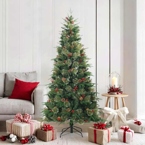 Árbol de Navidad artificial resistente de 180 cm con base plegable estable 2