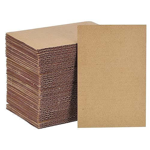 Image of MECCANIXITY 100 Pack 4 inch x 6 inch Corrugated Cardboard Sheets 1 /8 inch Thick Flat Cardboard Filler Inserts Pads for Mailers, Packing, Art Projects, DIY Crafts