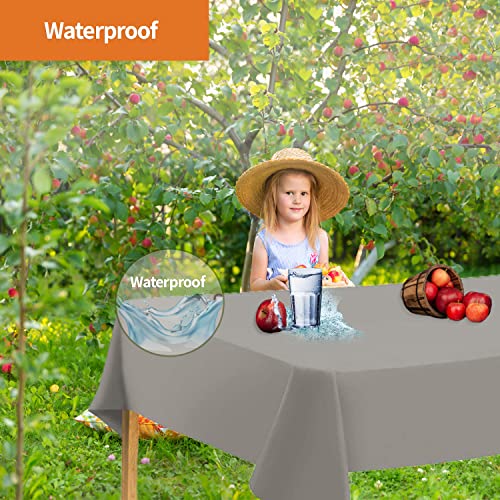Image of Silver Disposable Plastic Tablecloth for Rectangle Tables (12 Pack) Premium Decorative Table Cloths for Parties, Events & Weddings, Indoors & Outdoors, 54 x 108 inches, Plastic Table Cover