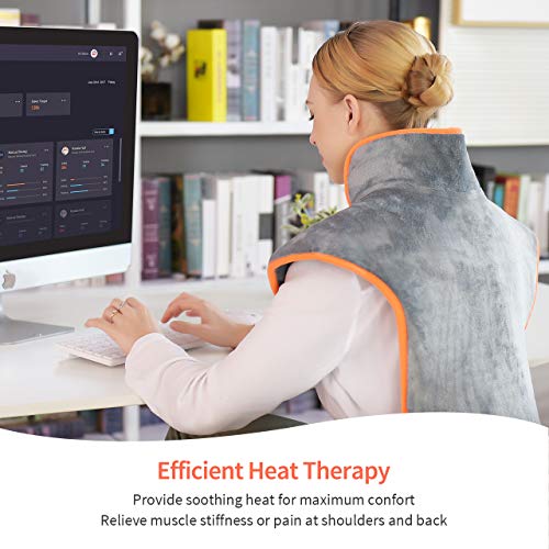 XXL Heating Pads for Back Pain 23.6"x33.5" ATMOKO Electric Heat Pad for Shoulder Back Soothing Muscle Pain and Tension Relief Therapy, Auto-Off, Fast Heating, Washable