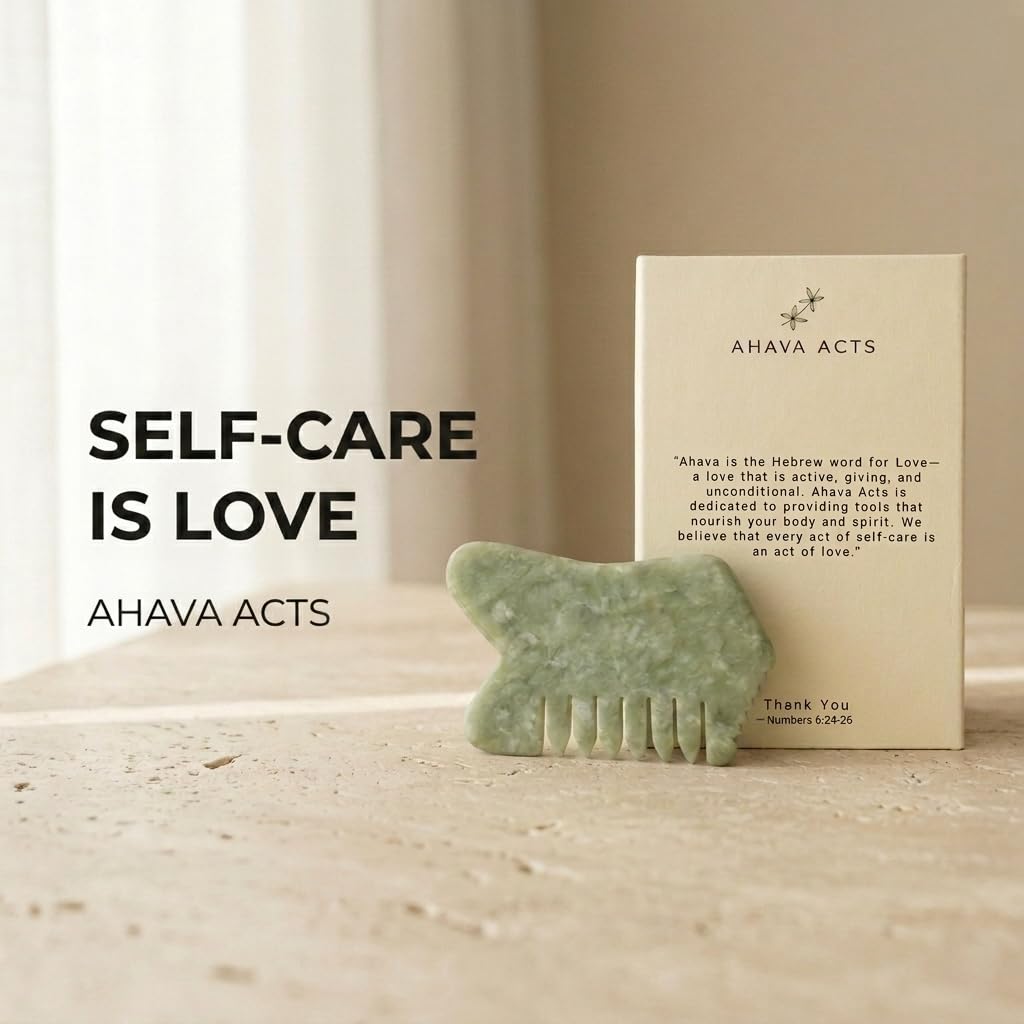 Natural Stone Comb for Scalp Massage – Cooling Stone Hair Comb for Scalp Care & Relaxation – Smooth Rounded Teeth, Gentle on All Hair Types - by AHAVA ACTS