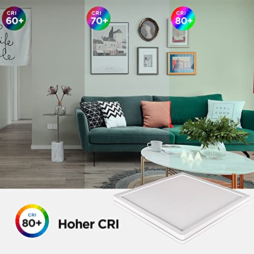 Plafonnier LED Starry Sky, plafonnier à intensité variable 24W, rétroéclairage RGB 6 couleurs avec télécommande, 3000K-6500K, IP54, panneau carré ultra fin pour chambre/salle de bain/couloir/cuisine - Image 7