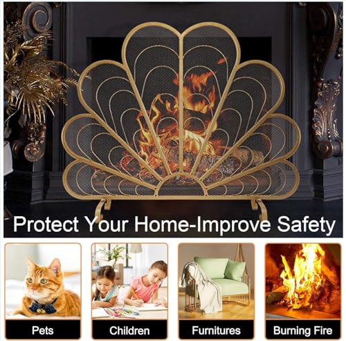 Protector de chispas para chimenea de hierro forjado con diseño elegante 5