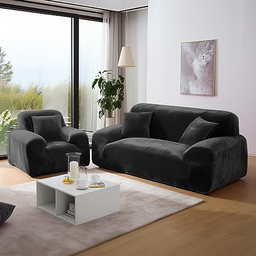 Housse de canapé extensible en velours épais pour canapé L - 6