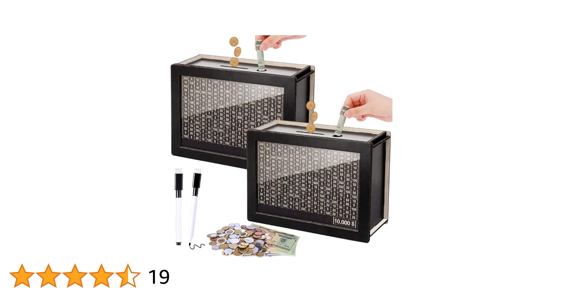 大型　リザードン 貯金箱 Amazon.co.jp: 現金保管庫 木製貯金箱 10000 チャレンジ貯金箱