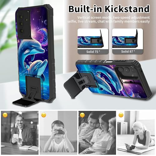 BREIDMKFM Capa para celular Galaxy A35 5G, capa para Samsung Galaxy A35 5G com protetor de tela e suporte e protetor de lente de câmera deslizante capa resistente de camada dupla resistente, casal