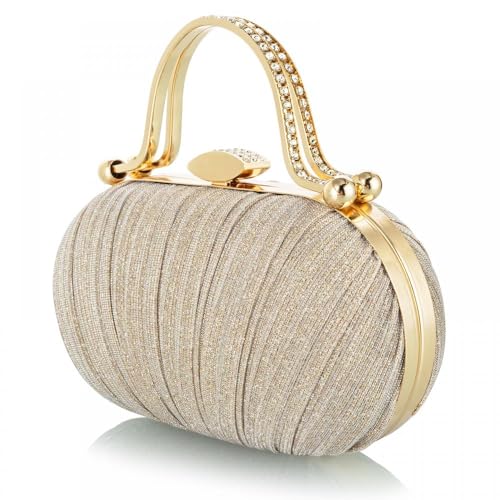 Image of Simcat Women Gold Clutch Purses Glitter Evening Handbag Pleated Evening Bag for Lady Formal Bridal Wedding Prom