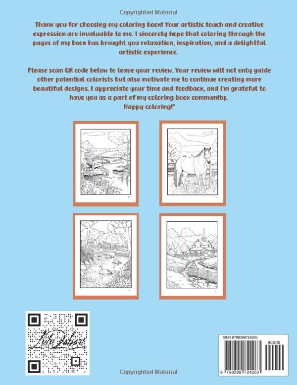 Vista 2 de Countryside Adult Coloring Book Country Farm Coloring Book For Relaxation